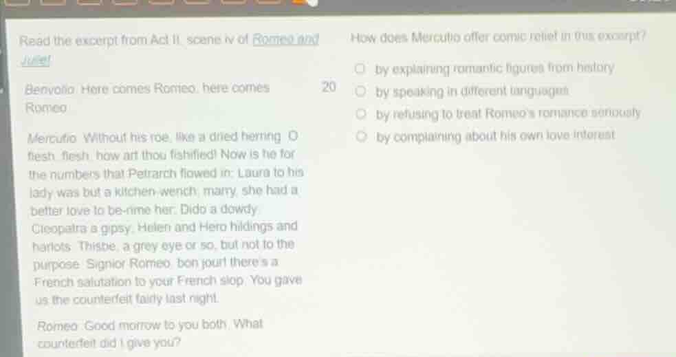 read the excerpt from act ii, scene iv of romeo and juliet benvolio her…