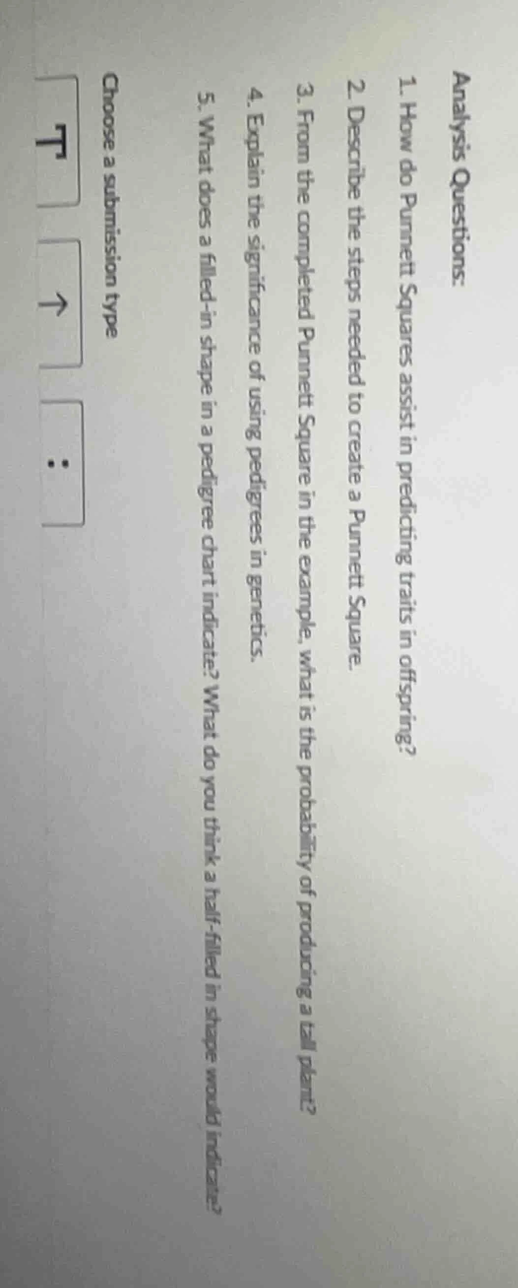 analysis questions. 1. how do punnett squares assist in predicting trai…