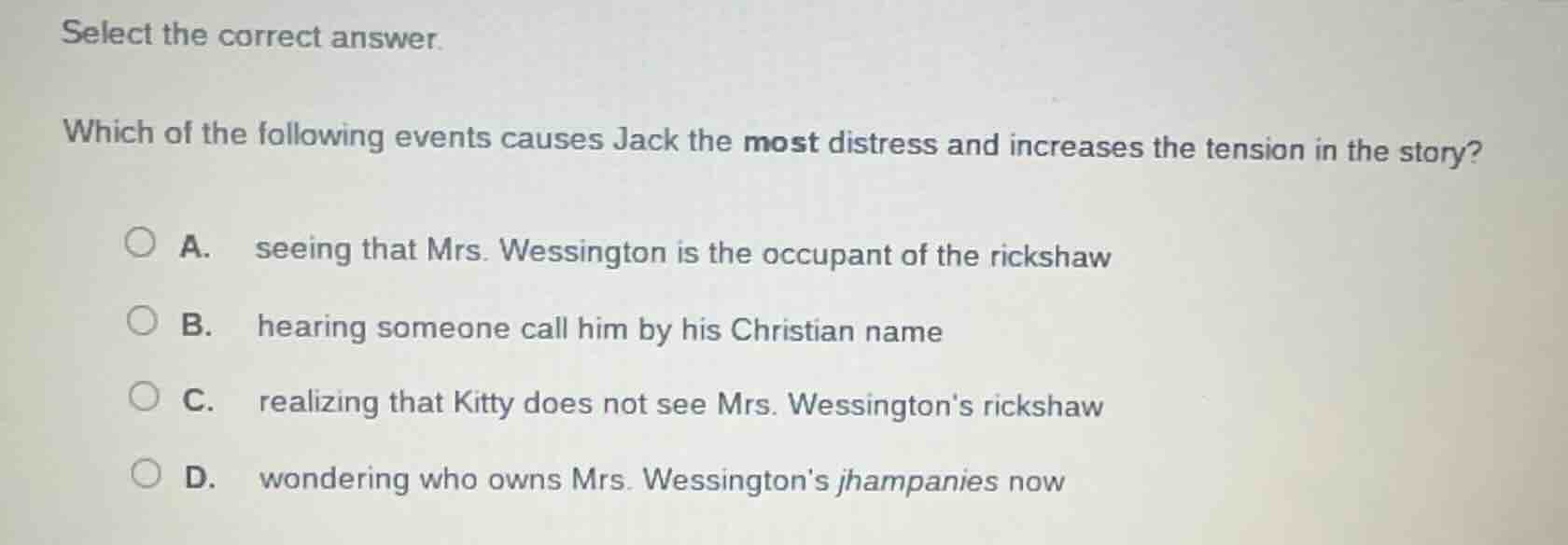 select the correct answer. which of the following events causes jack th…