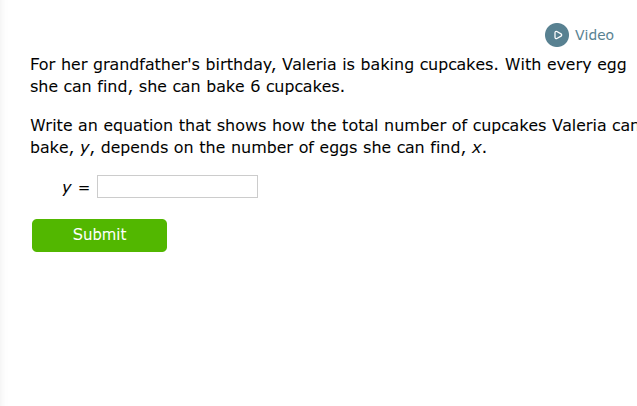 for her grandfathers birthday, valeria is baking cupcakes. with every e…