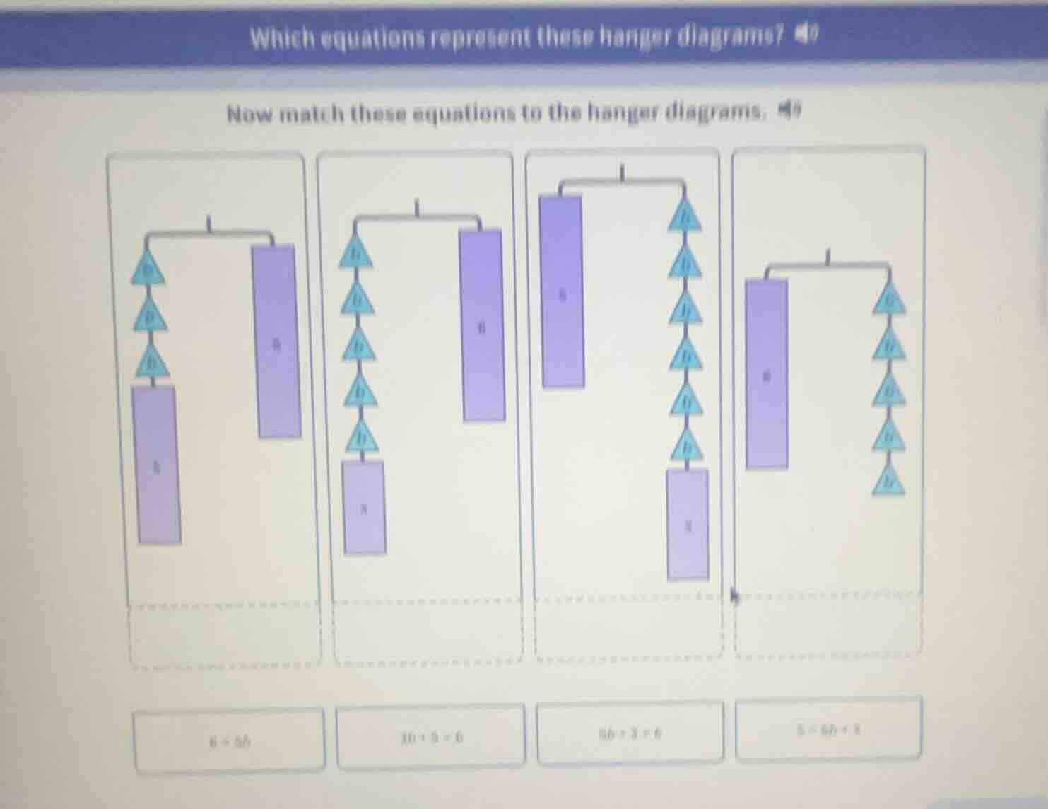 which equations represent these hanger diagrams? now match these equati…