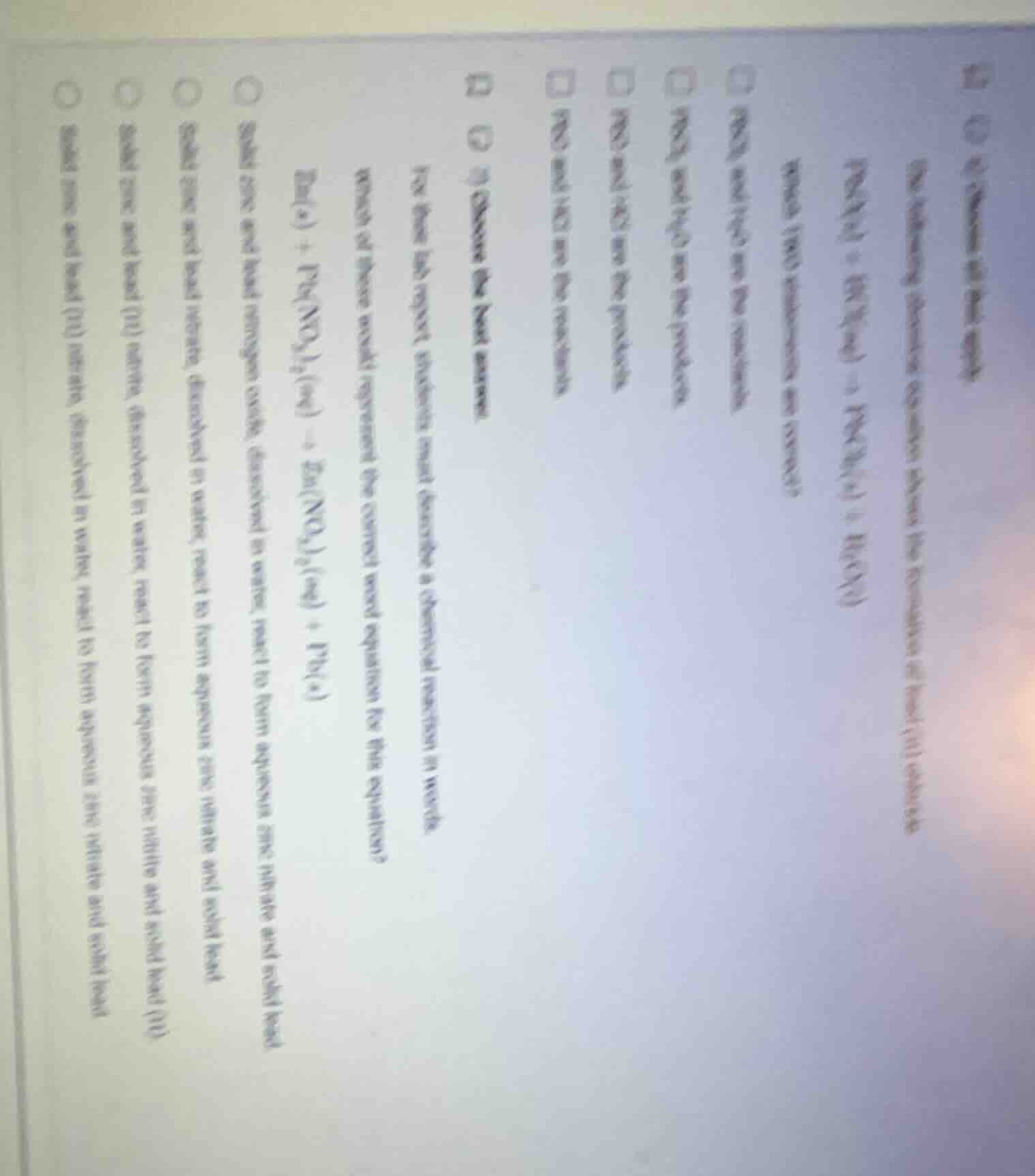 for the lab report, students must describe a chemical reaction in words…