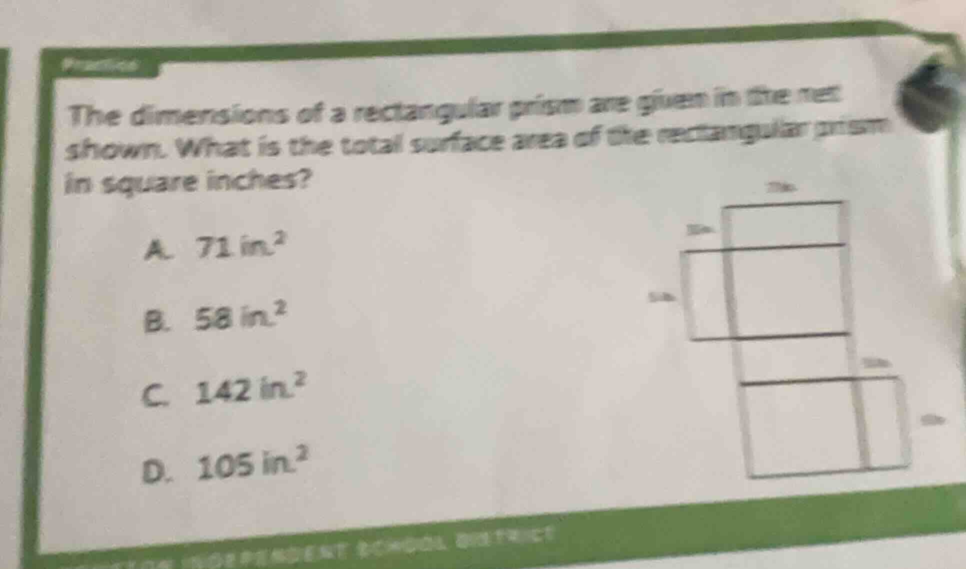 the dimensions of a rectangular prism are given in the net shown. what …