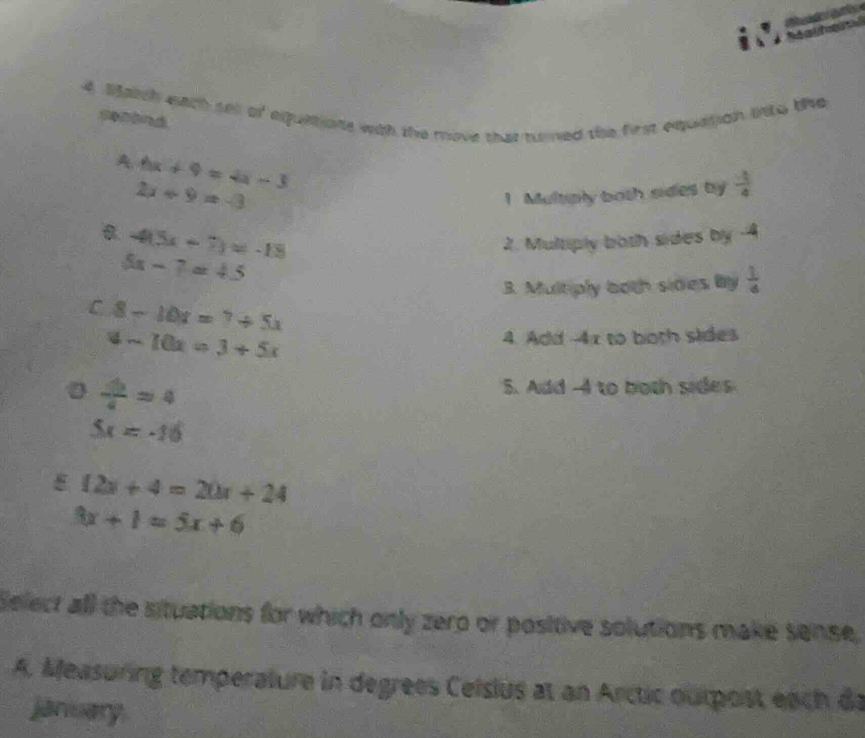 4 match each pair of equations with the move that turned the first equa…