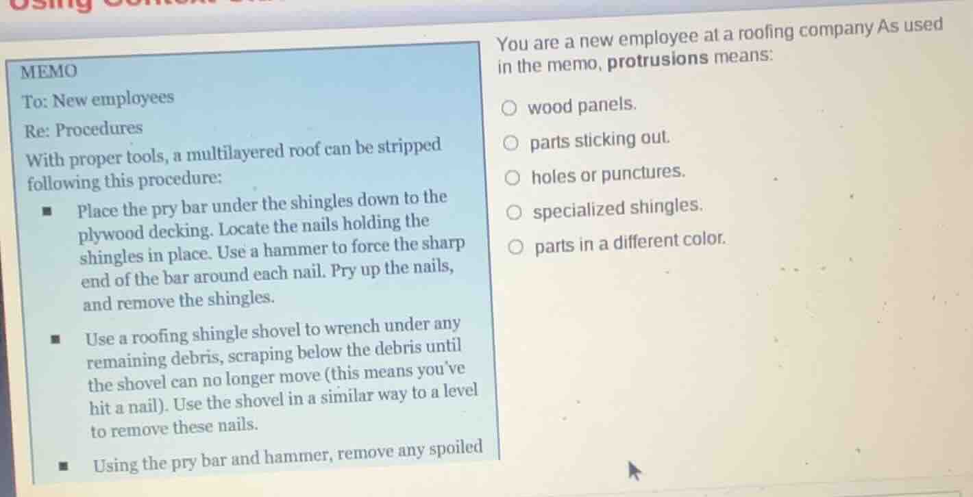 memo to: new employees re: procedures with proper tools, a multilayered…