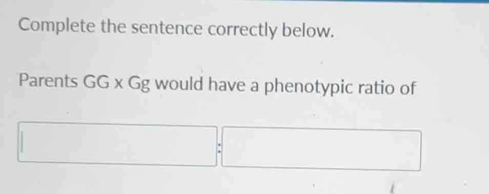complete the sentence correctly below. parents gg x gg would have a phe…