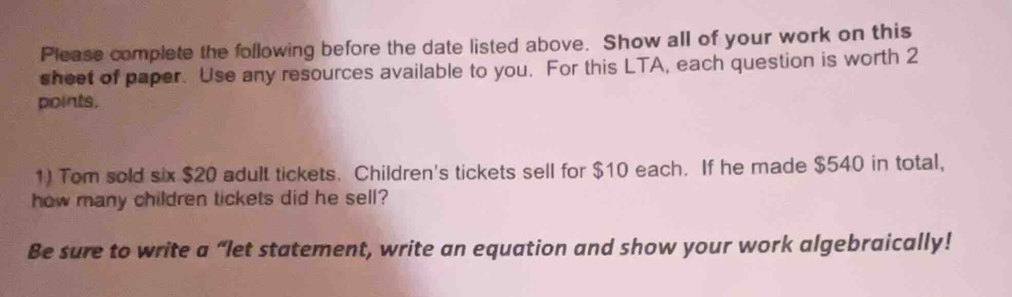please complete the following before the date listed above. show all of…