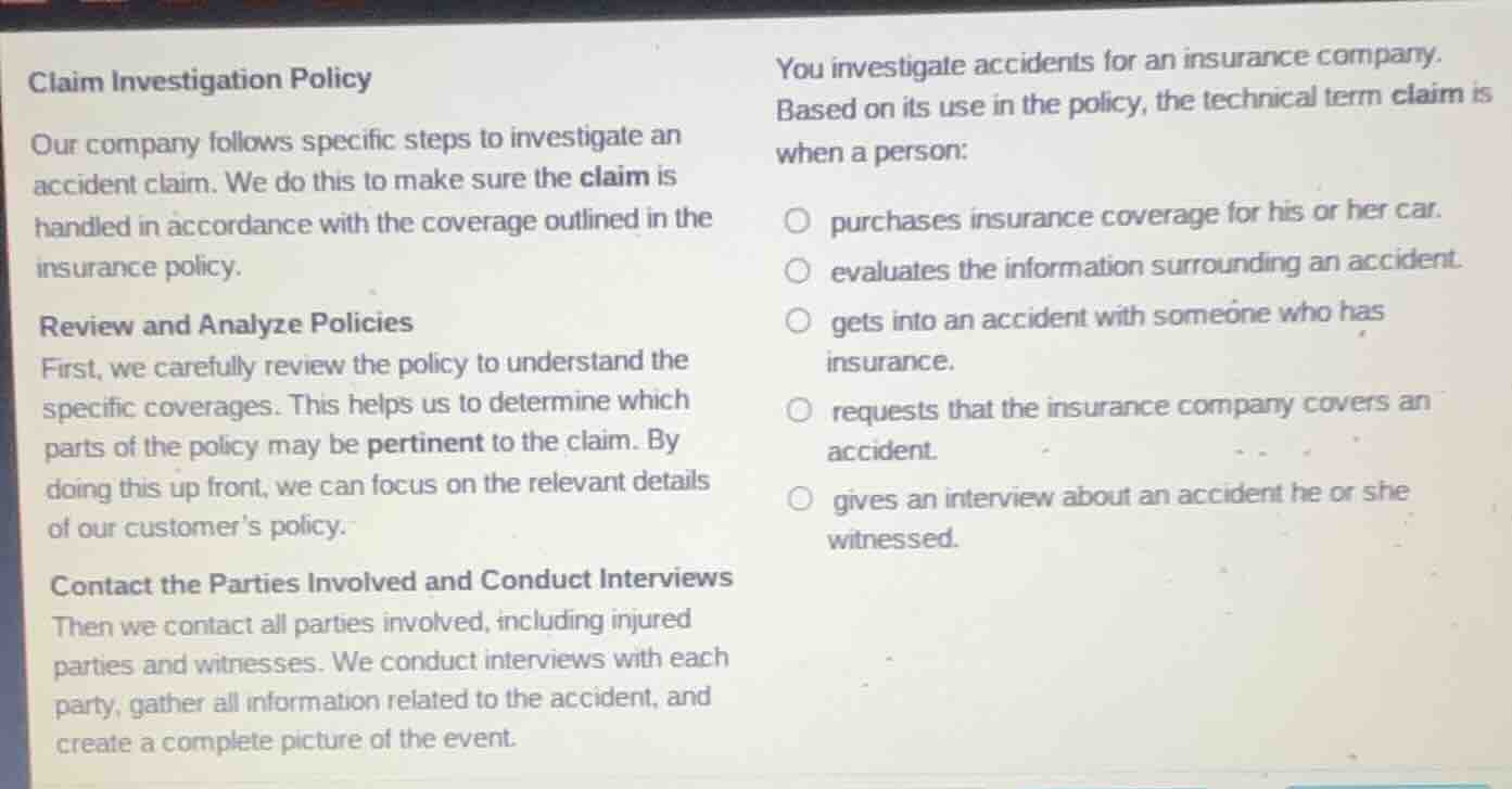 claim investigation policy our company follows specific steps to invest…