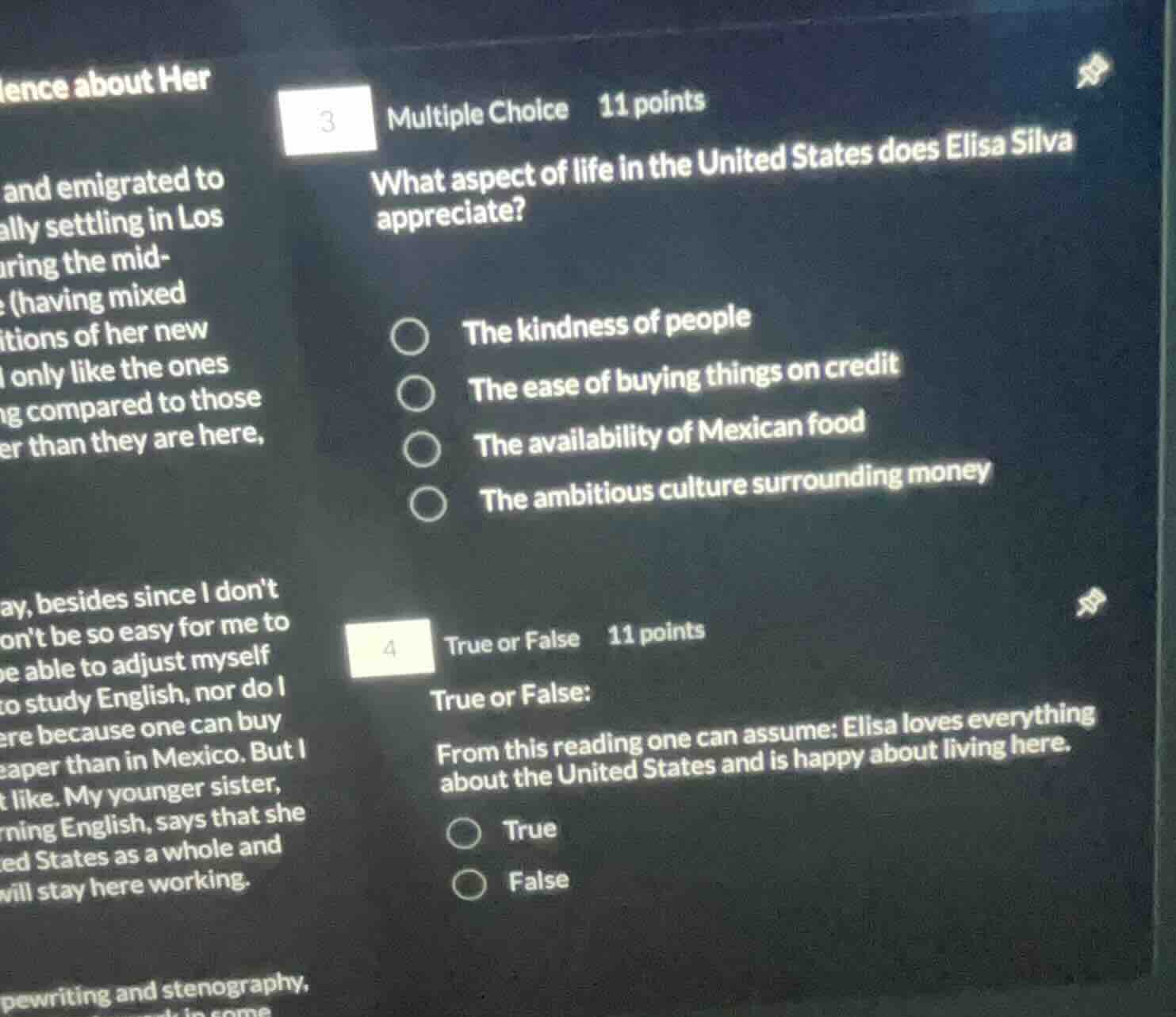 3 multiple choice 11 points what aspect of life in the united states do…