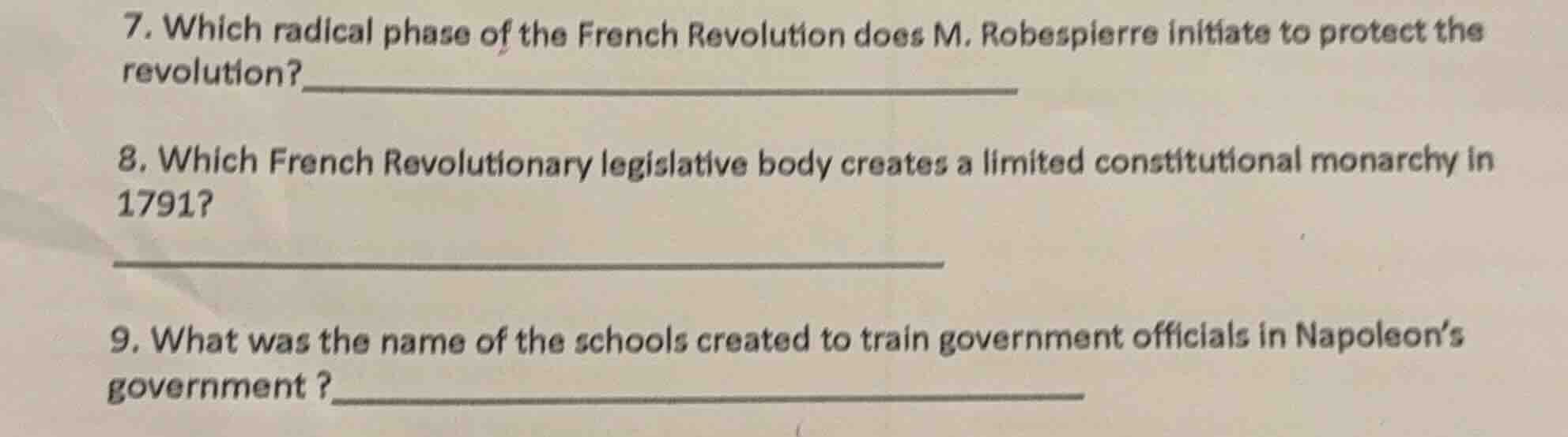 7. which radical phase of the french revolution does m. robespierre ini…