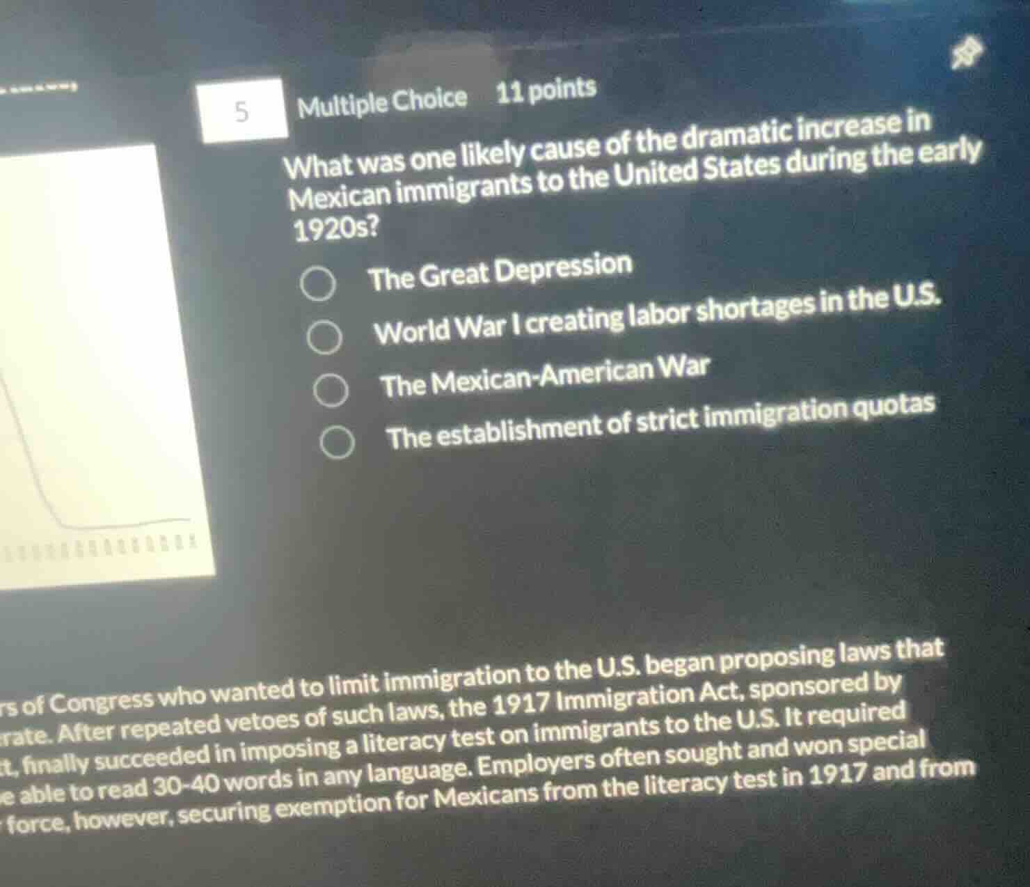 5 multiple choice 11 points what was one likely cause of the dramatic i…