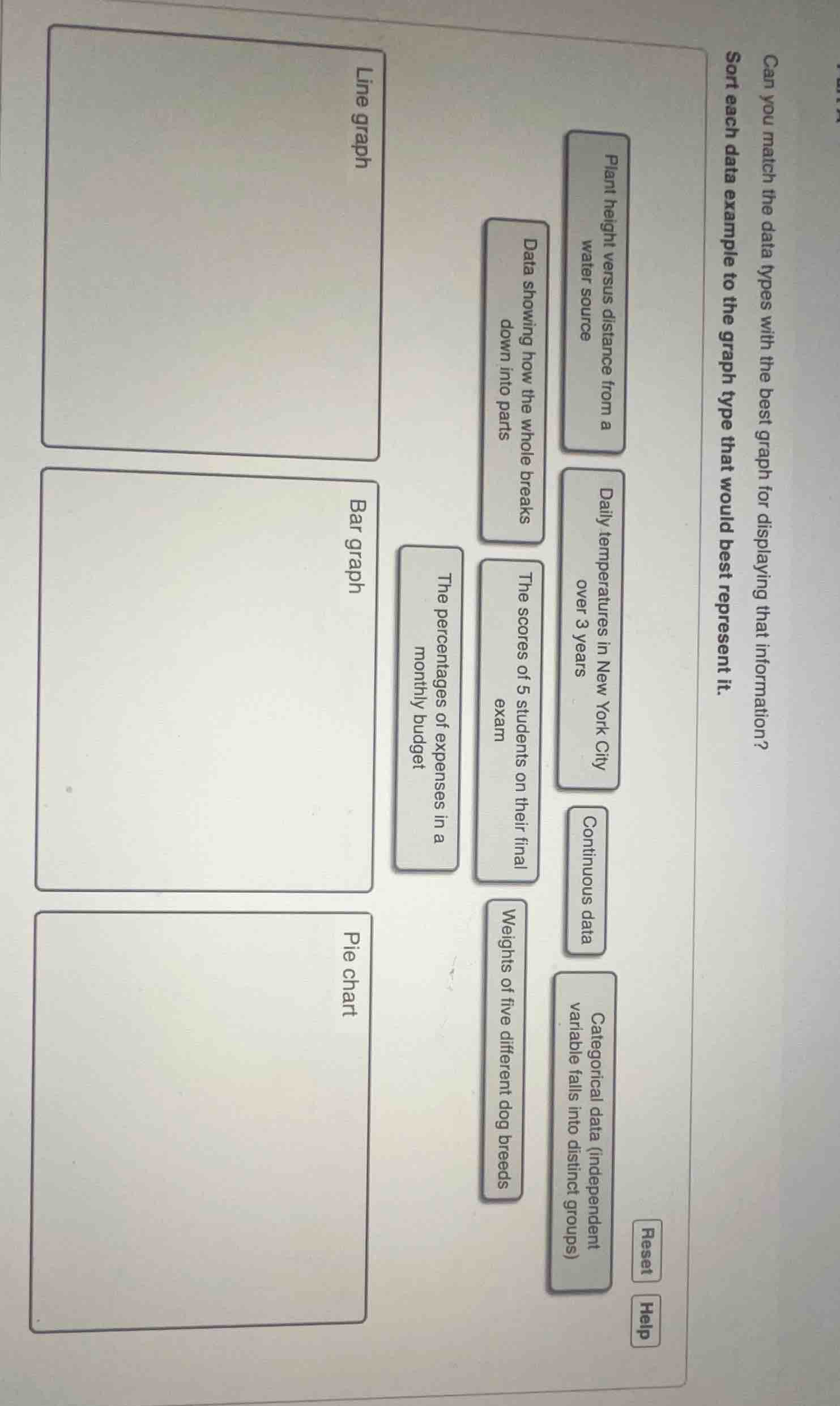 can you match the data types with the best graph for displaying that in…
