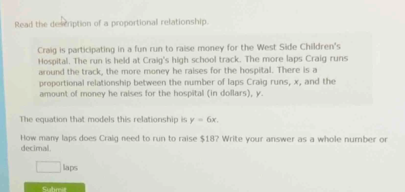 read the description of a proportional relationship. craig is participa…