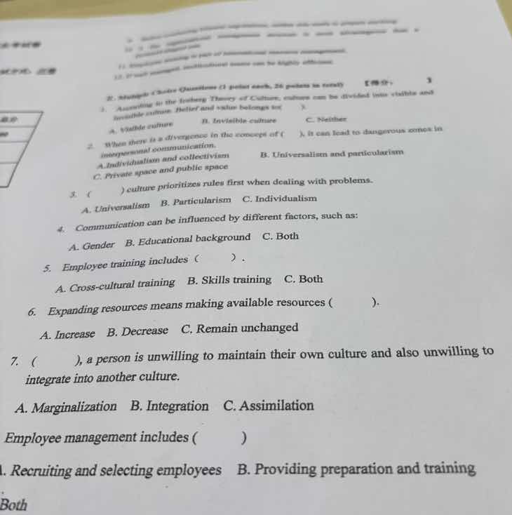 2. multiple choice questions (3 points each, 24 points in total)【得分：】 1…