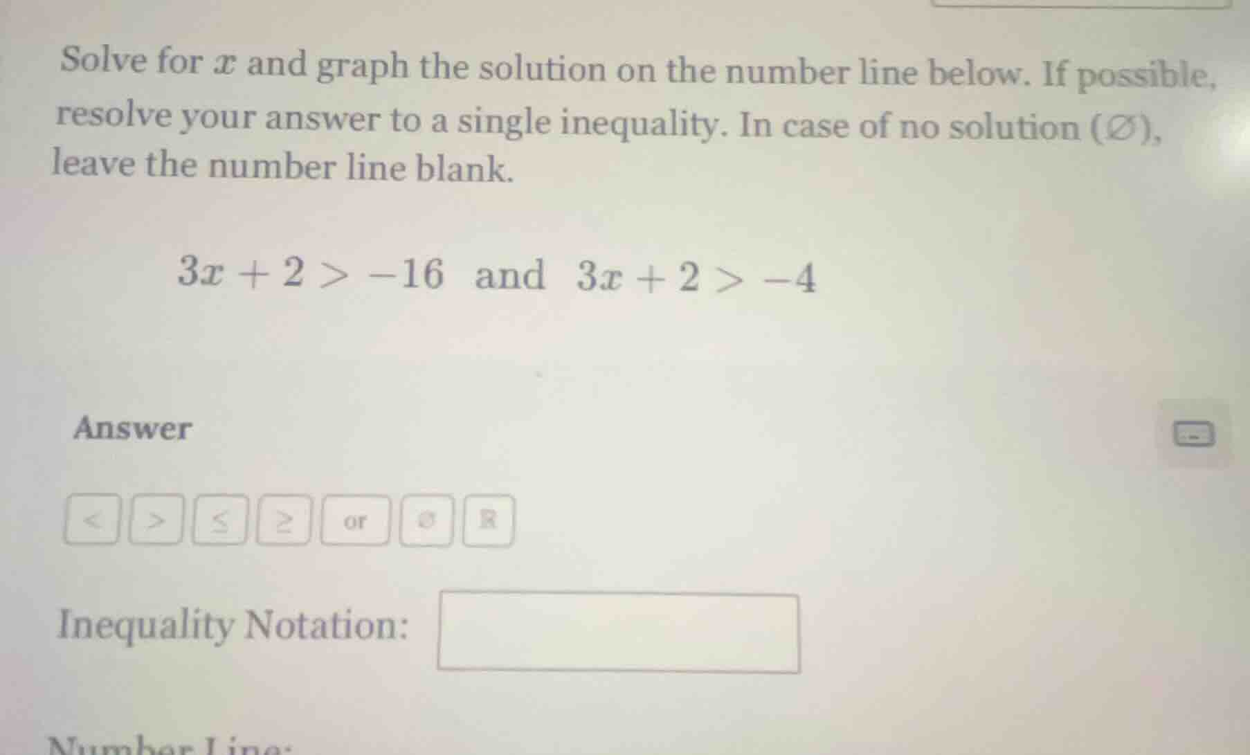 solve for ( x ) and graph the solution on the number line below. if pos…