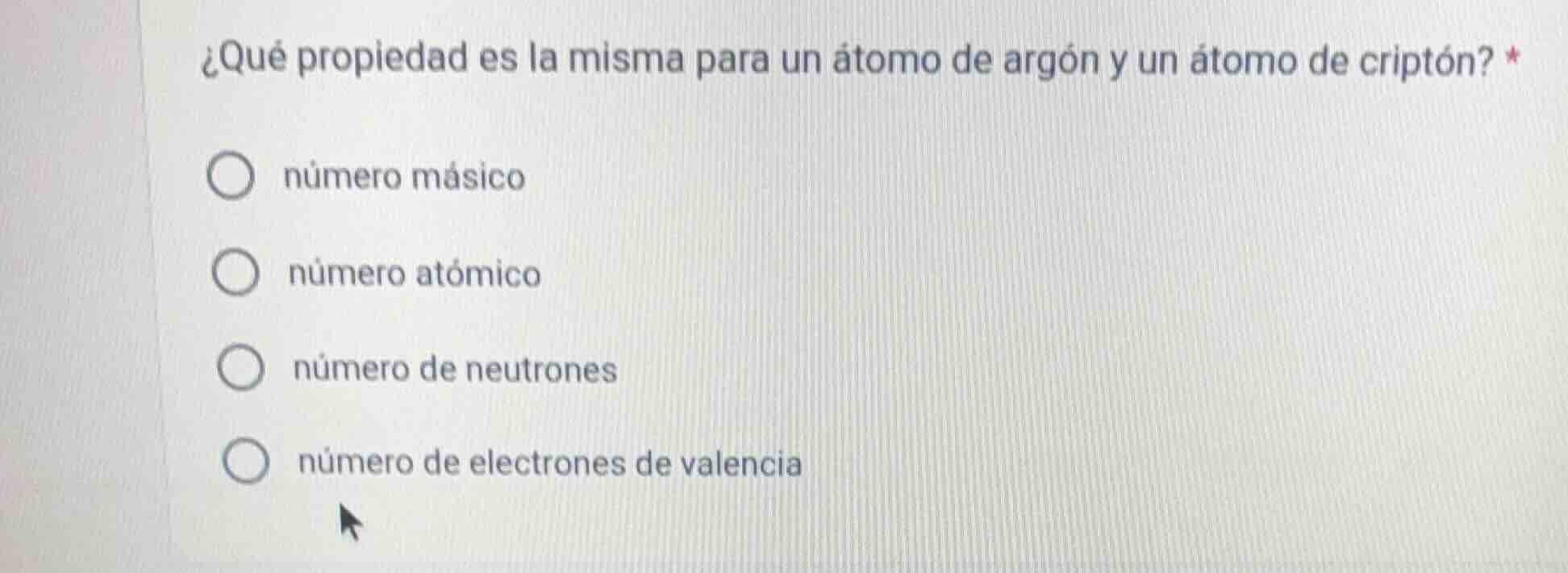 ¿qué propiedad es la misma para un átomo de argón y un átomo de criptón…