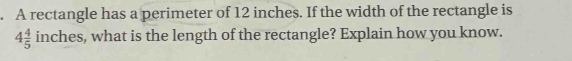 a rectangle has a perimeter of 12 inches. if the width of the rectangle…