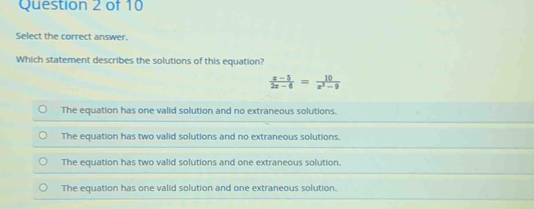question 2 of 10 select the correct answer. which statement describes t…