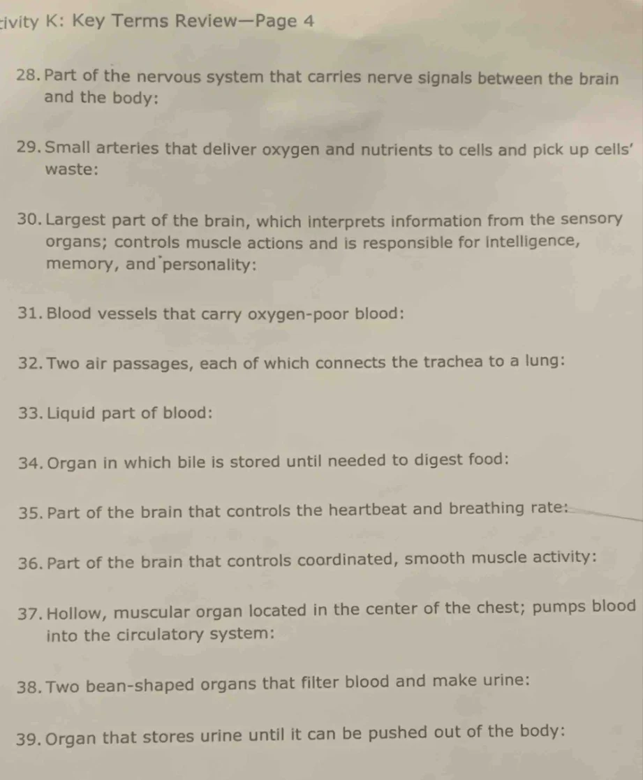 tivity k: key terms review—page 4 28. part of the nervous system that c…