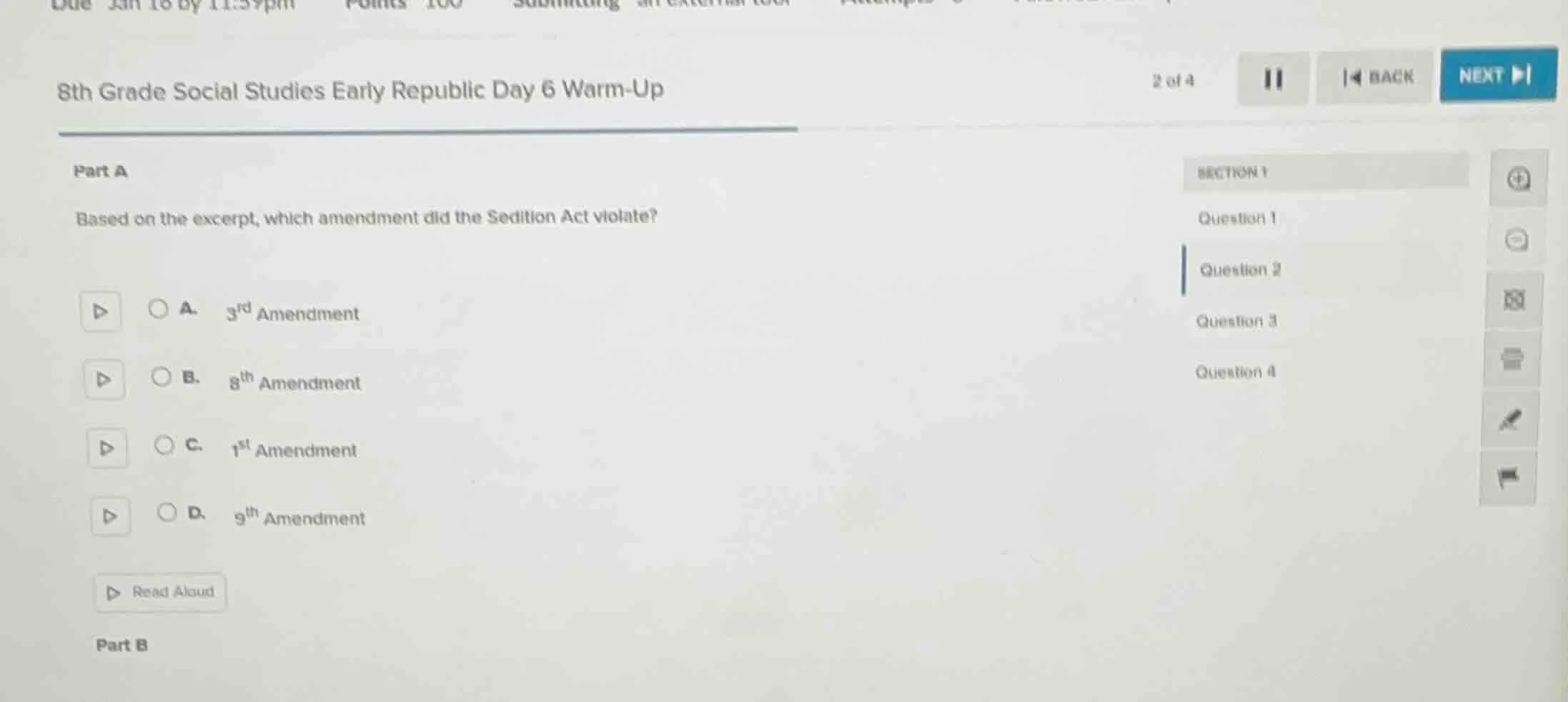 8th grade social studies early republic day 6 warm-up part a based on t…