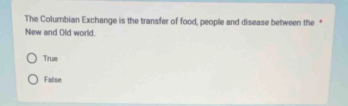 the columbian exchange is the transfer of food, people and disease betw…