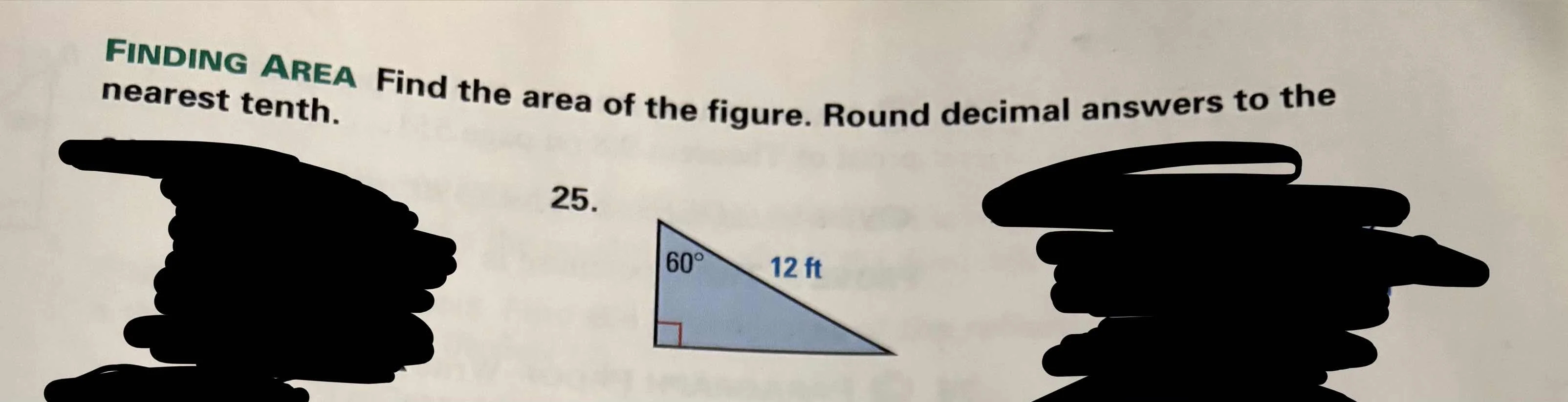 finding area find the area of the figure. round decimal answers to the …
