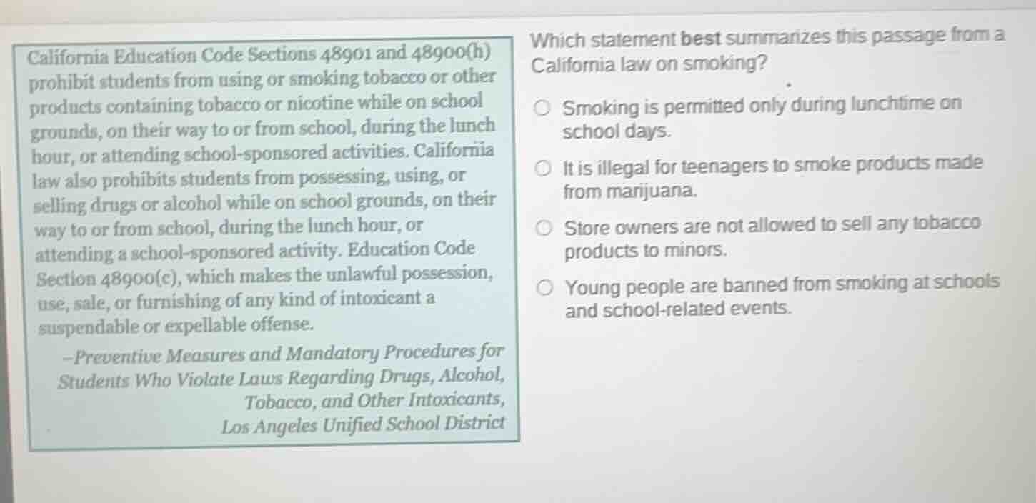 california education code sections 48901 and 48900(h) prohibit students…