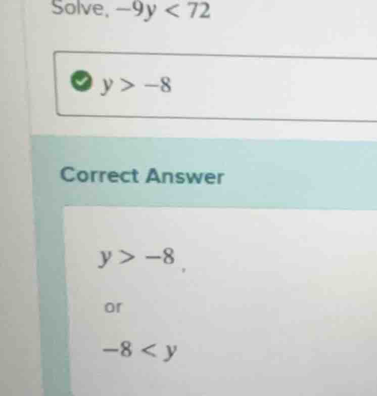 solve, -9y < 72