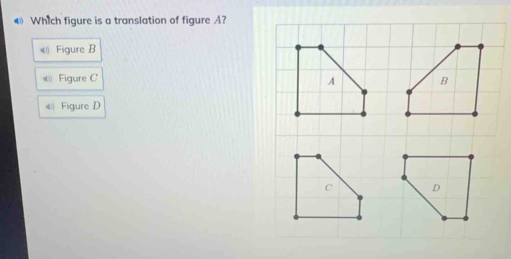 which figure is a translation of figure a? figure b figure c figure d