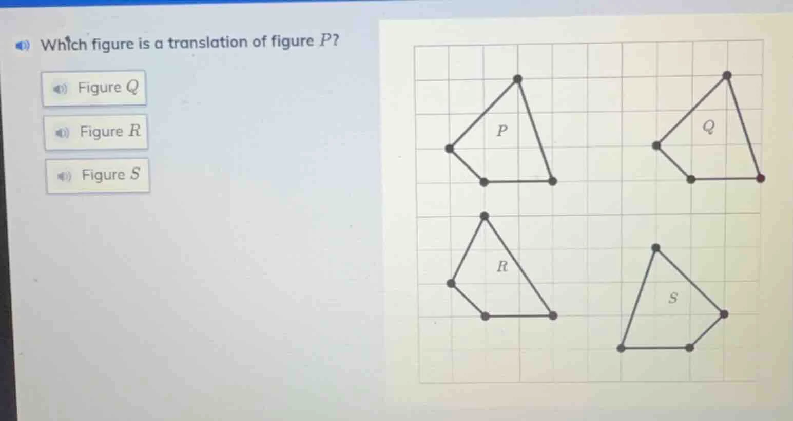 which figure is a translation of figure p? figure q figure r figure s