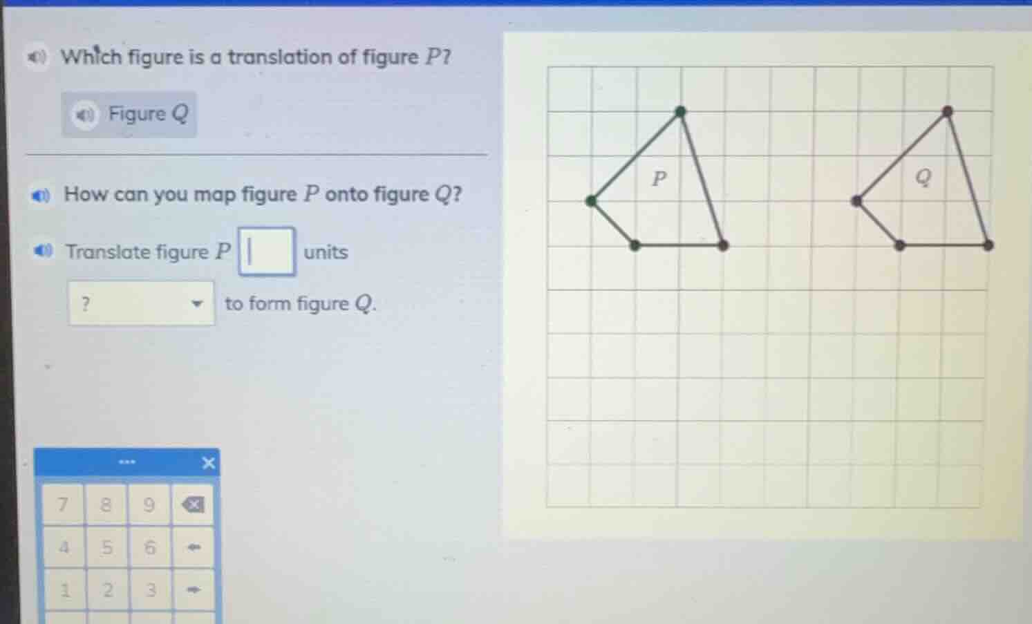 which figure is a translation of figure p? figure q how can you map fig…
