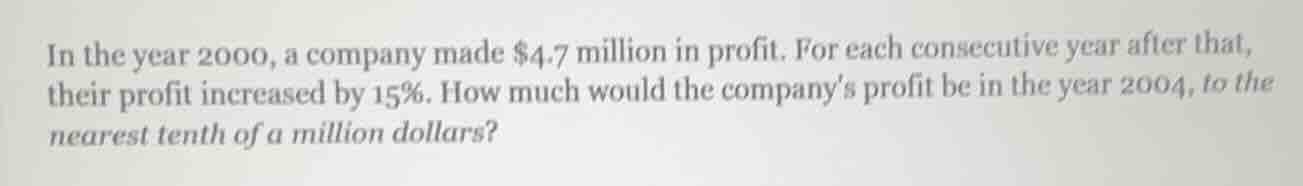 in the year 2000, a company made $4.7 million in profit. for each conse…