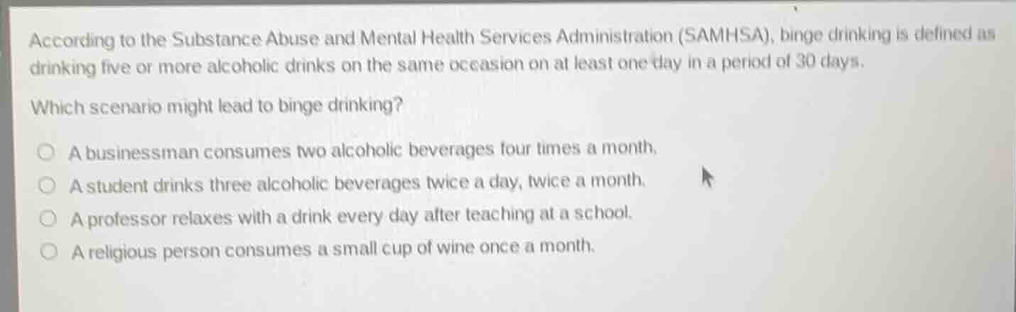 according to the substance abuse and mental health services administrat…
