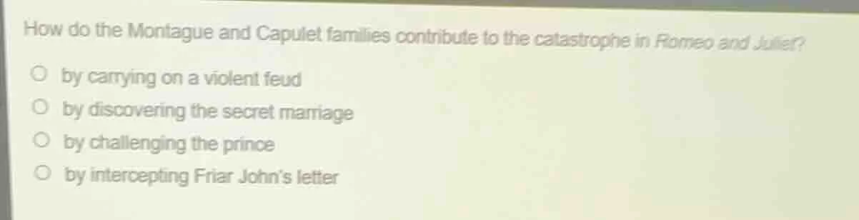 how do the montague and capulet families contribute to the catastrophe …