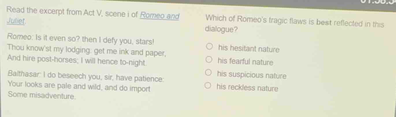 read the excerpt from act v, scene i of romeo and juliet. romeo. is it …