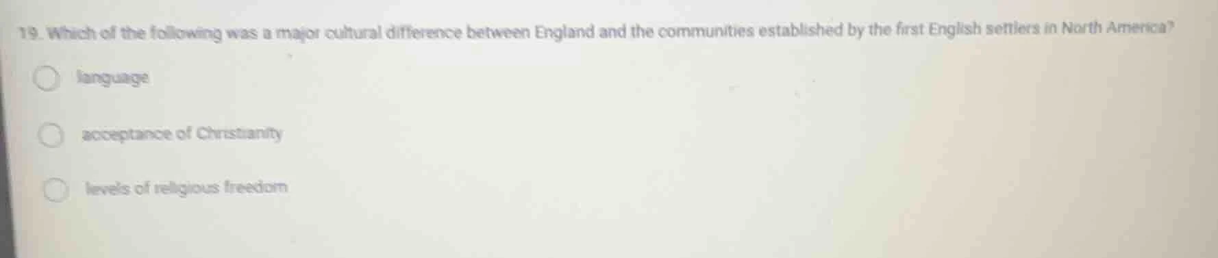 19. which of the following was a major cultural difference between engl…