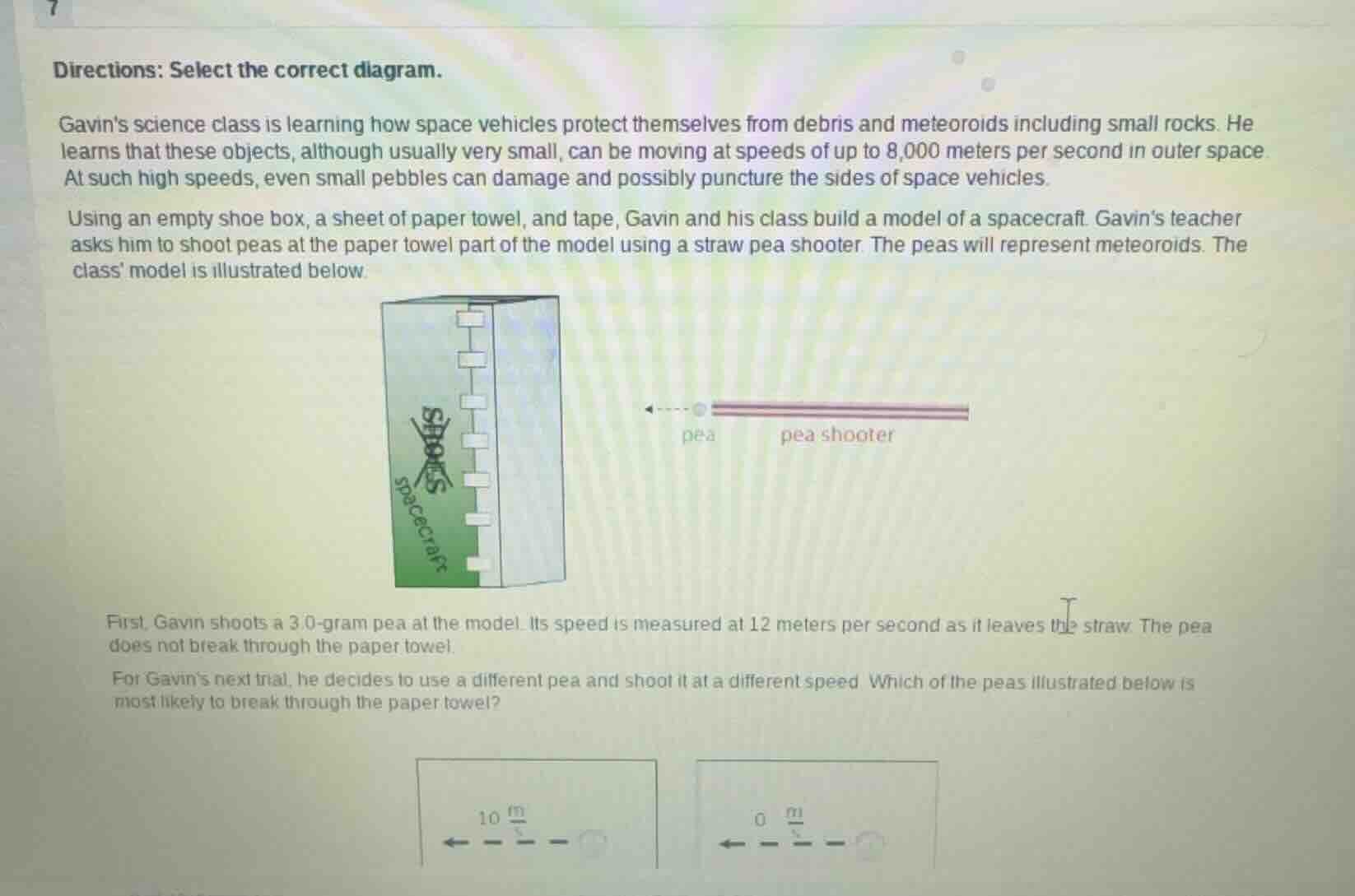 directions: select the correct diagram. gavins science class is learnin…