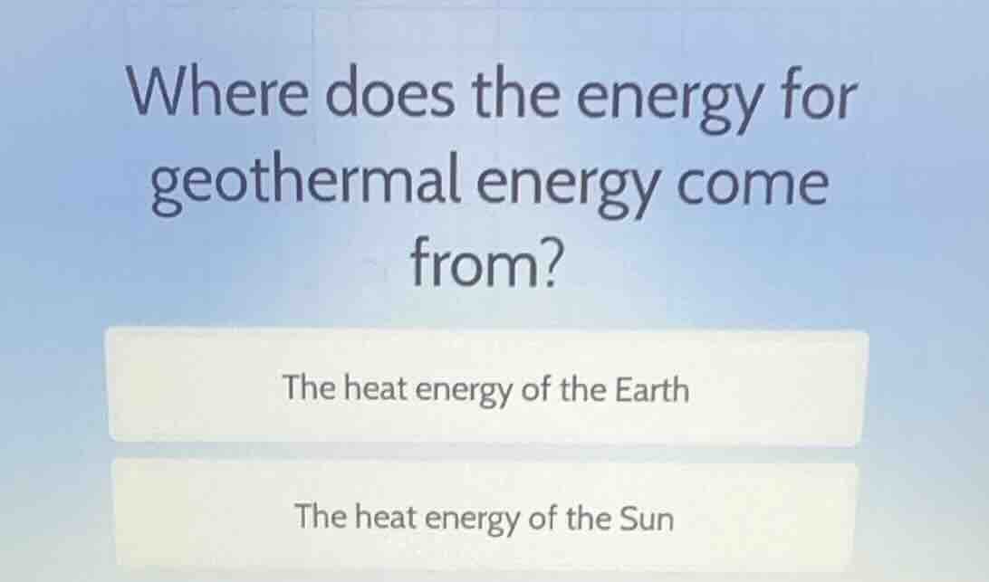 where does the energy for geothermal energy come from? the heat energy …