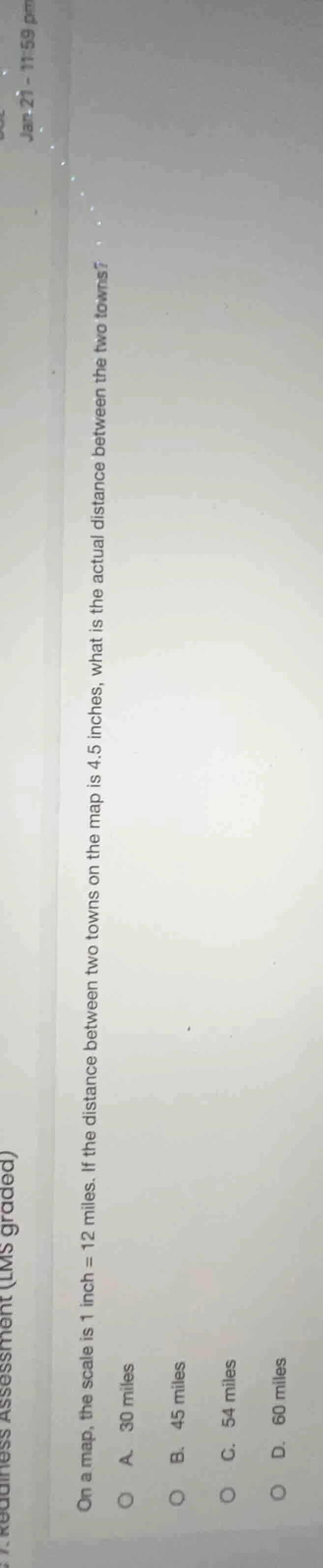 on a map, the scale is 1 inch = 12 miles. if the distance between two t…