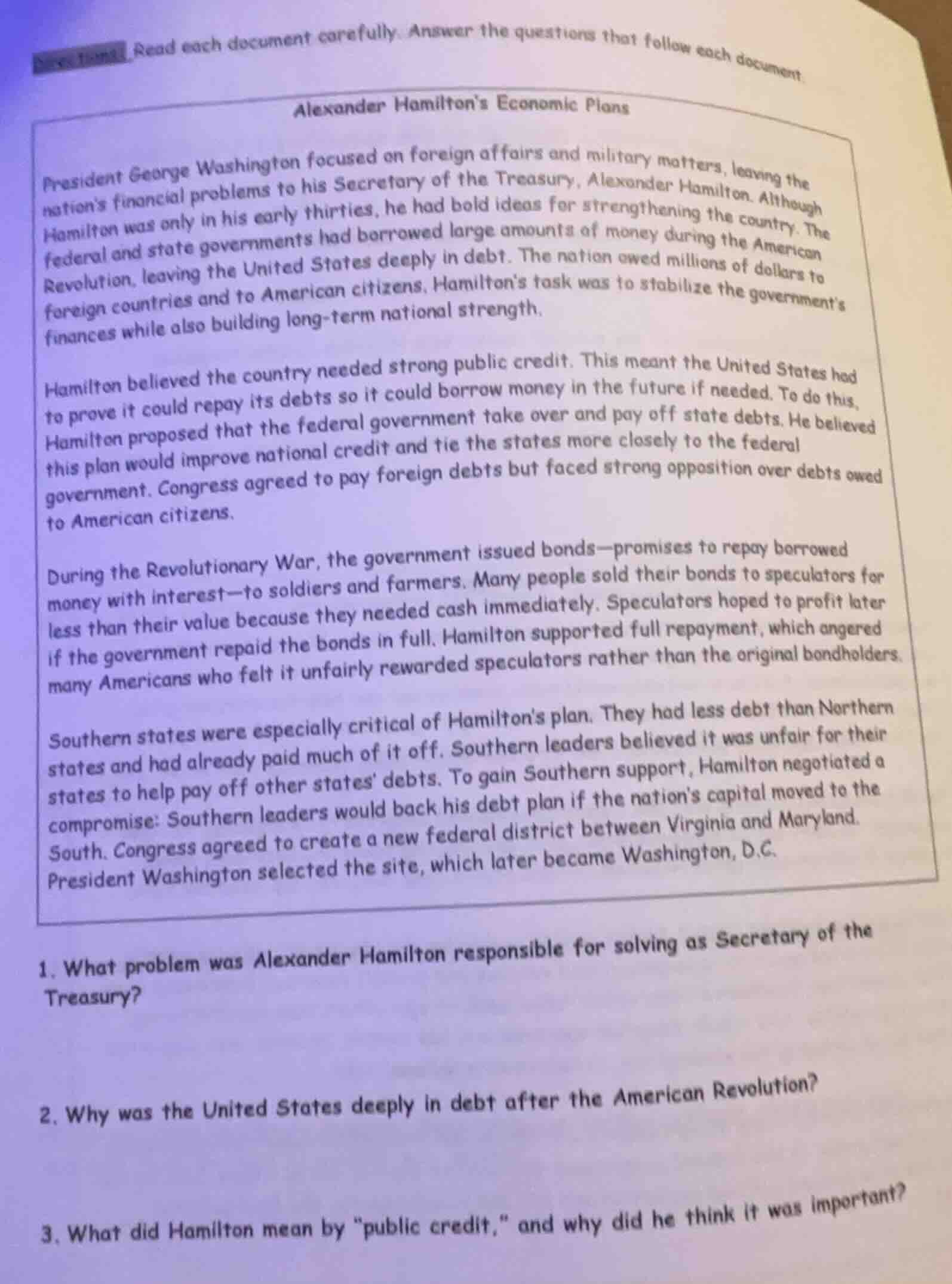 read each document carefully. answer the questions that follow each doc…