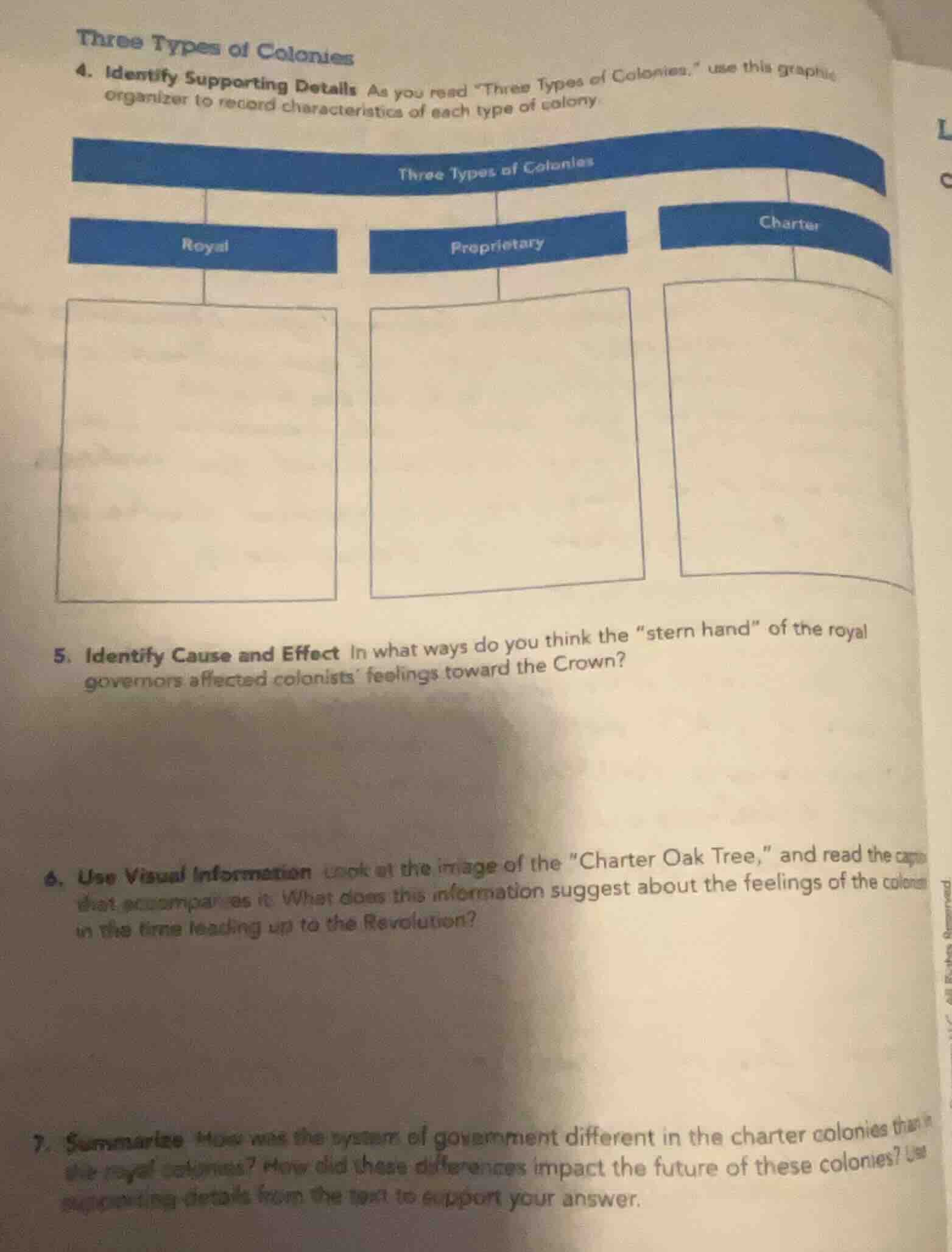 three types of colonies 4. identify supporting details as you read \thr…