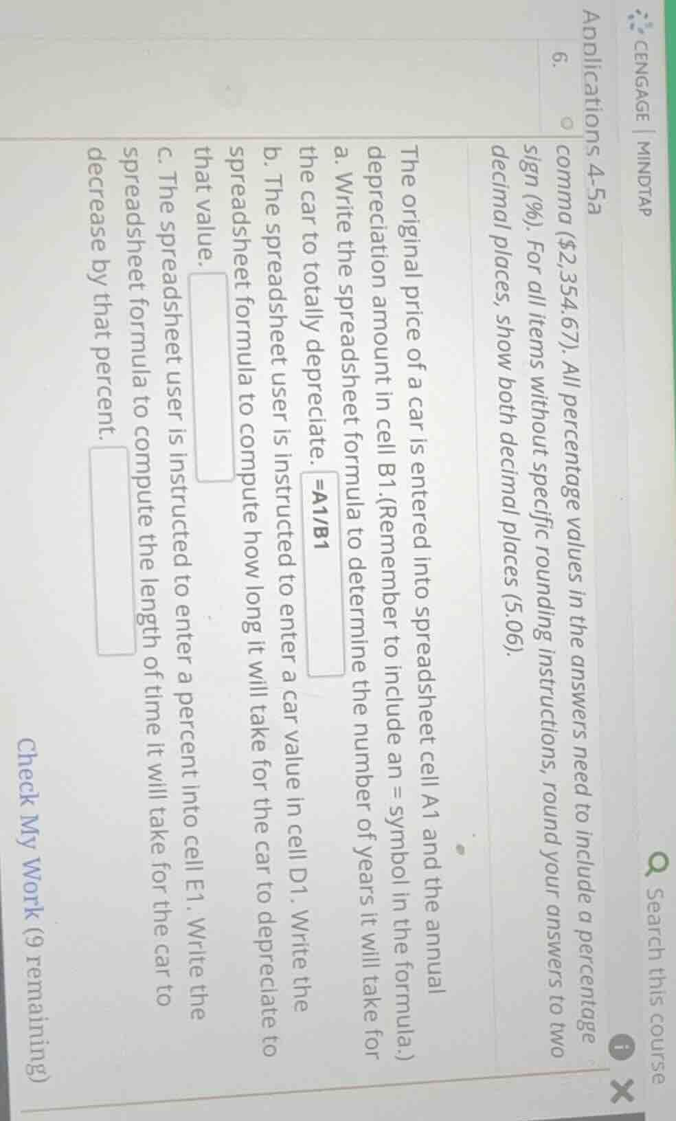 applications 4-5a 6. comma ($2,354.67). all percentage values in the an…