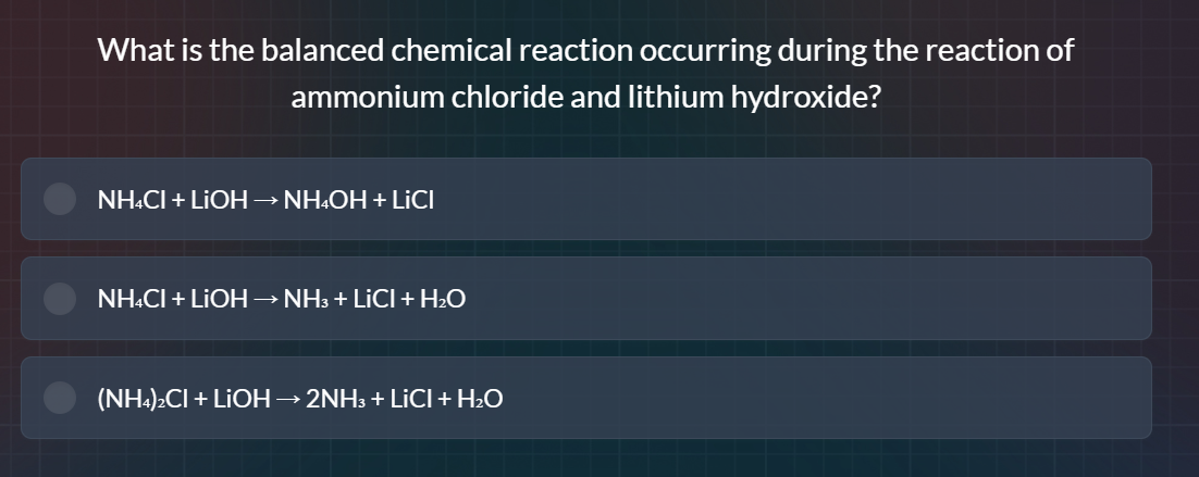 what is the balanced chemical reaction occurring during the reaction of…