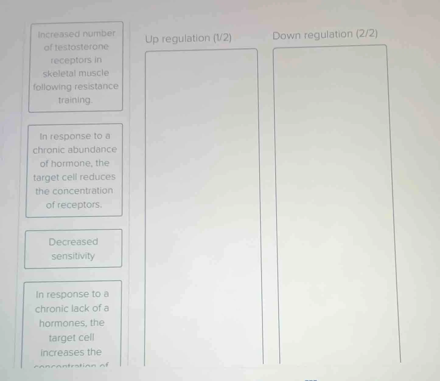 increased number of testosterone receptors in skeletal muscle following…