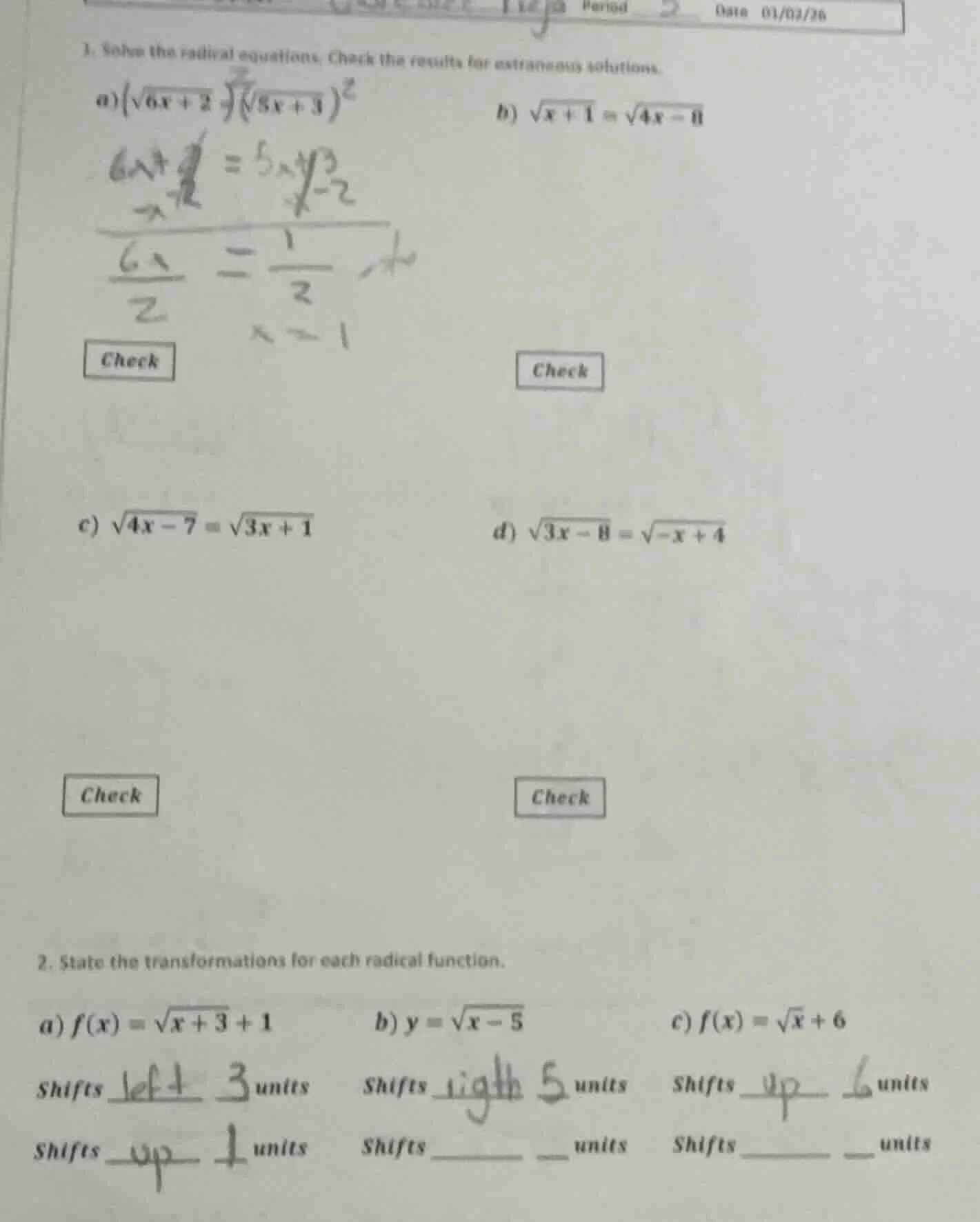 1. solve the radical equations. check the results for extraneous soluti…