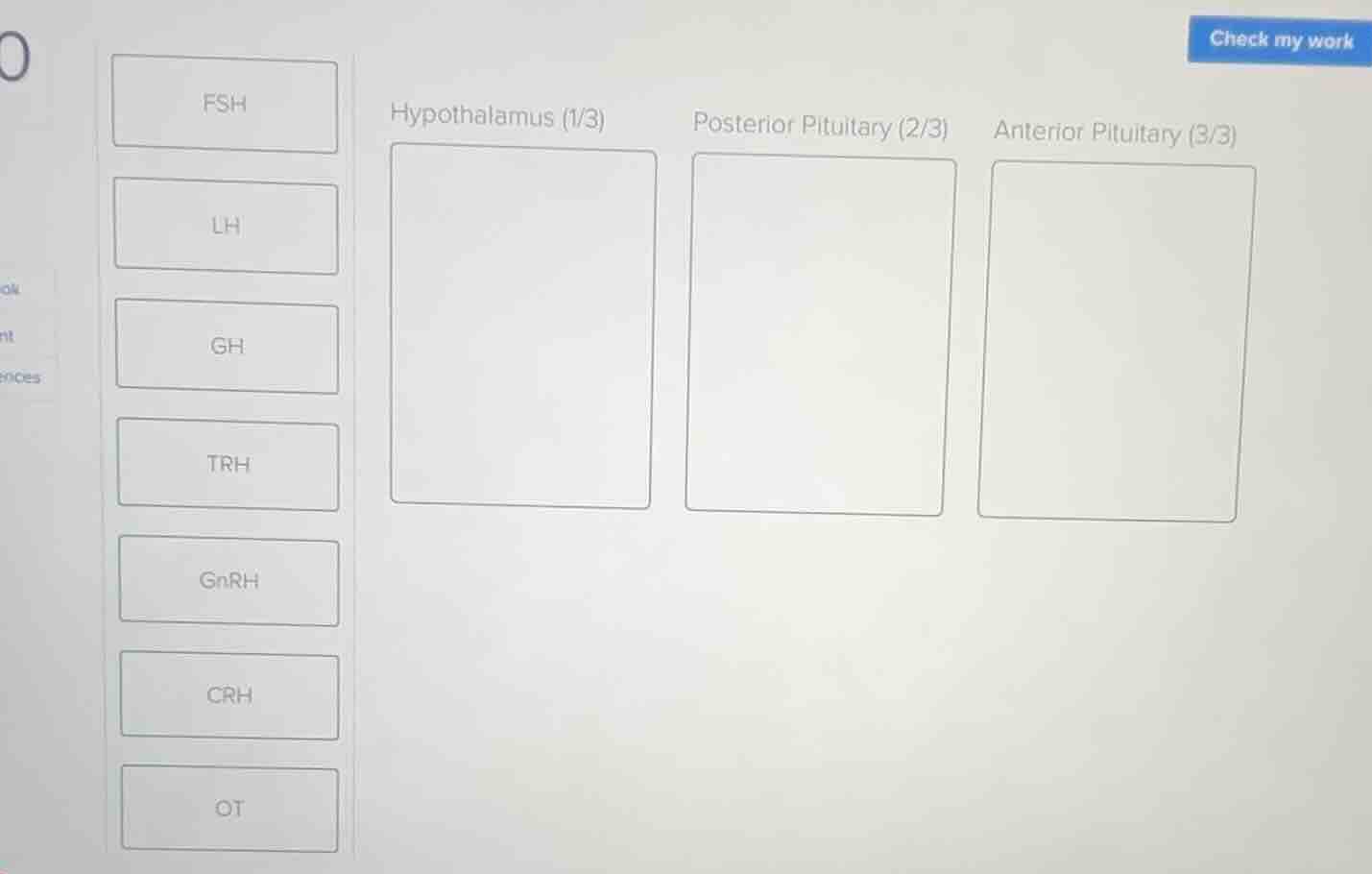 fsh lh gh trh gnrh crh ot hypothalamus (1/3) posterior pituitary (2/3) …