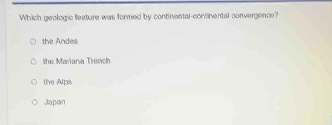 which geologic feature was formed by continental - continental converge…