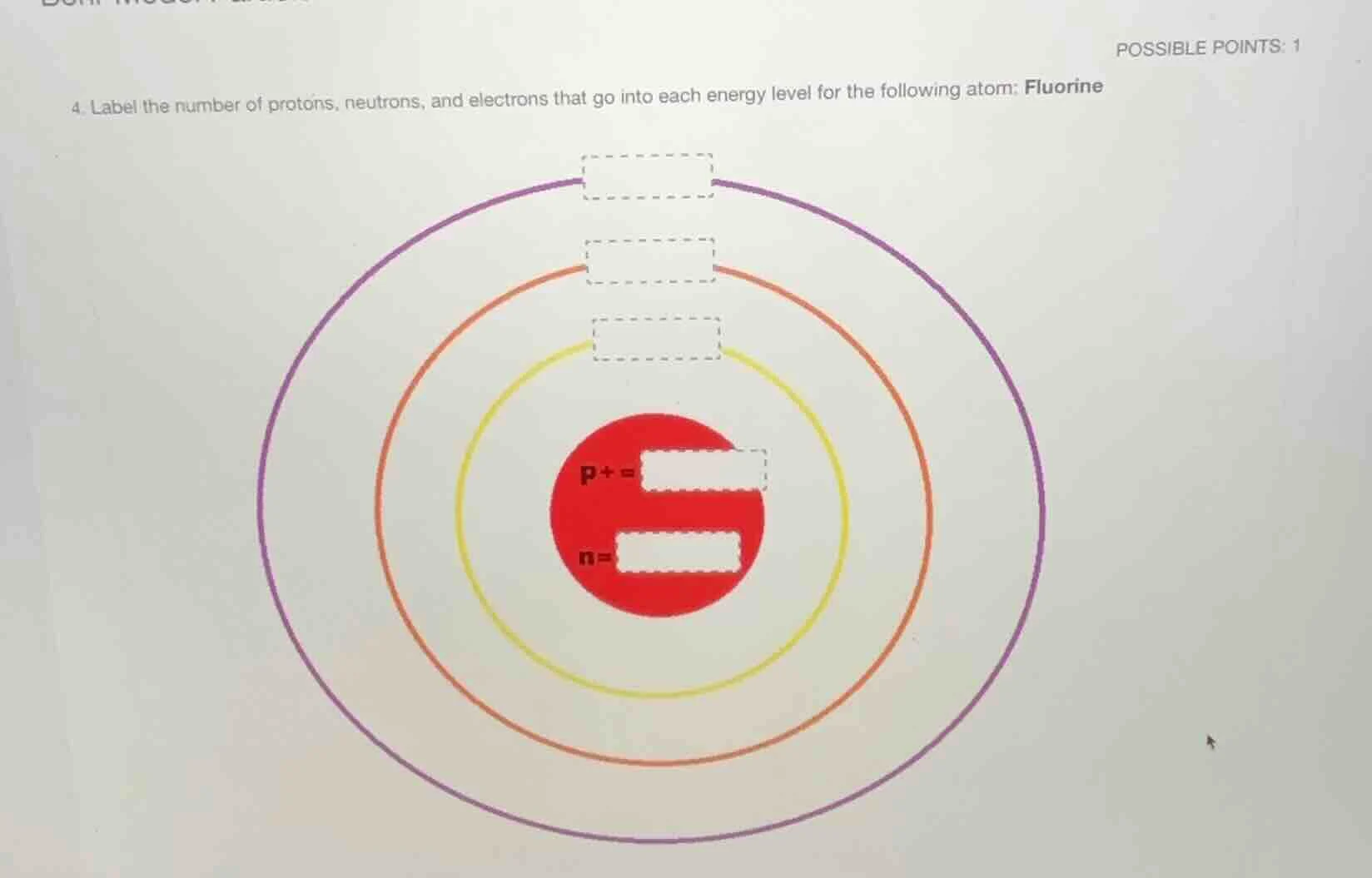 4. label the number of protons, neutrons, and electrons that go into ea…