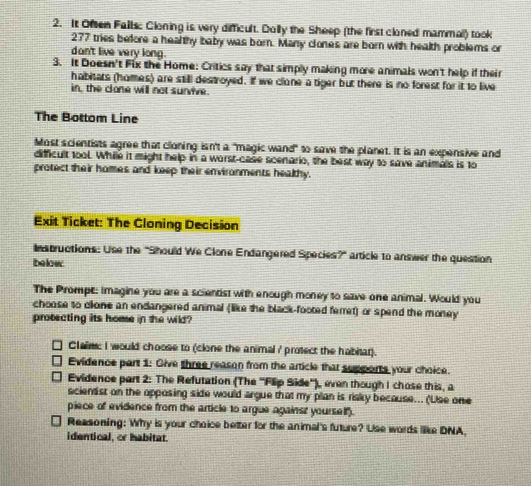 2. it often fails: cloning is very difficult. dolly the sheep (the firs…