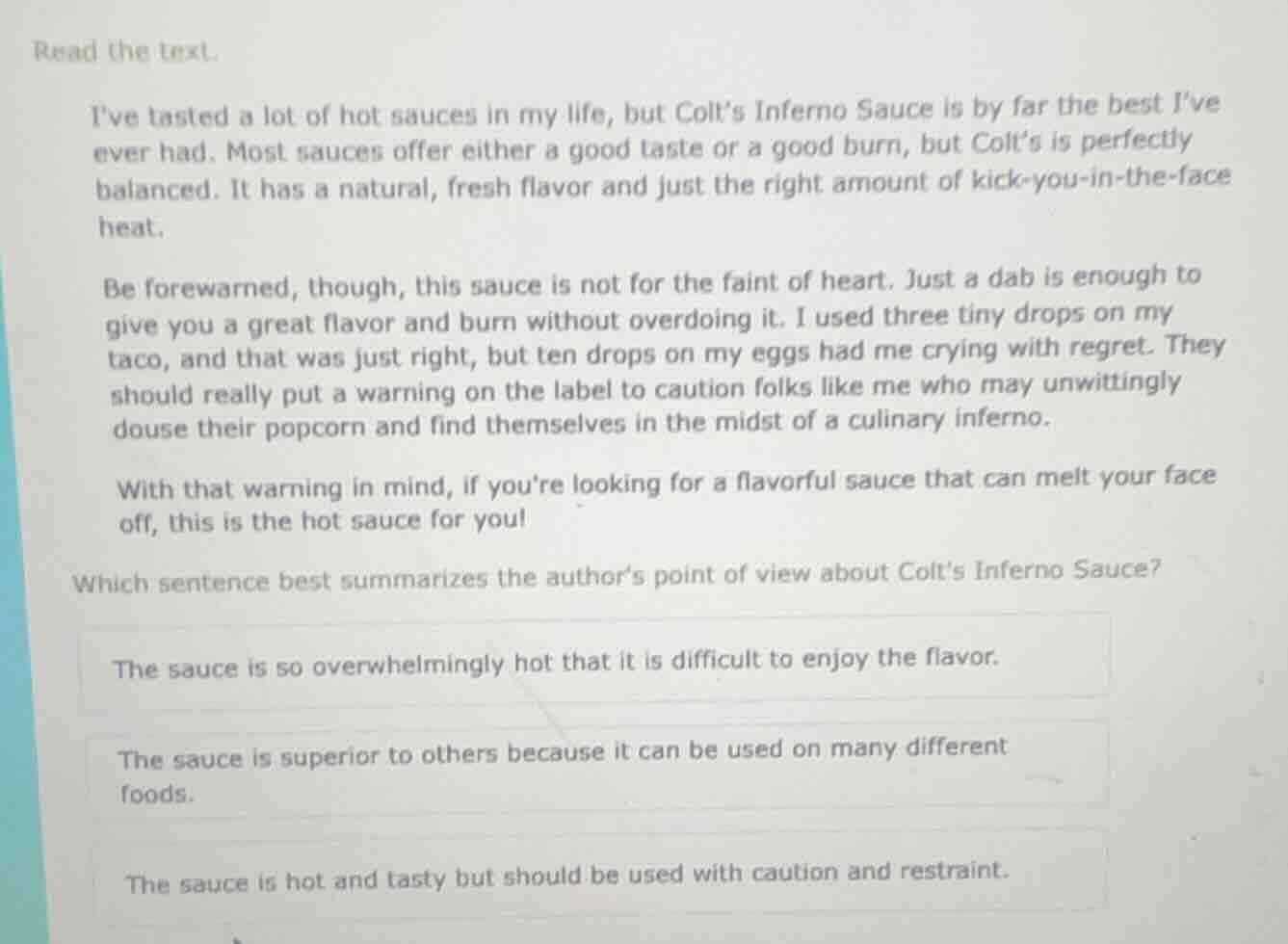 read the text. ive tasted a lot of hot sauces in my life, but colts inf…